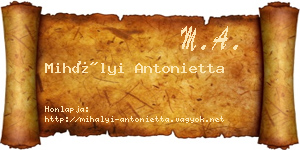 Mihályi Antonietta névjegykártya
